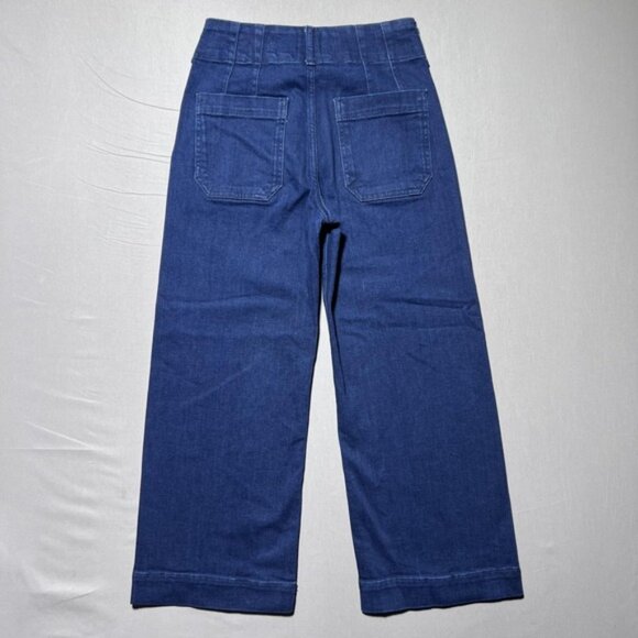 Maeve Anthropologie The Colette Jeans Womens 25P Blue High Rise Wide Leg Cropped - Picture 2 of 15